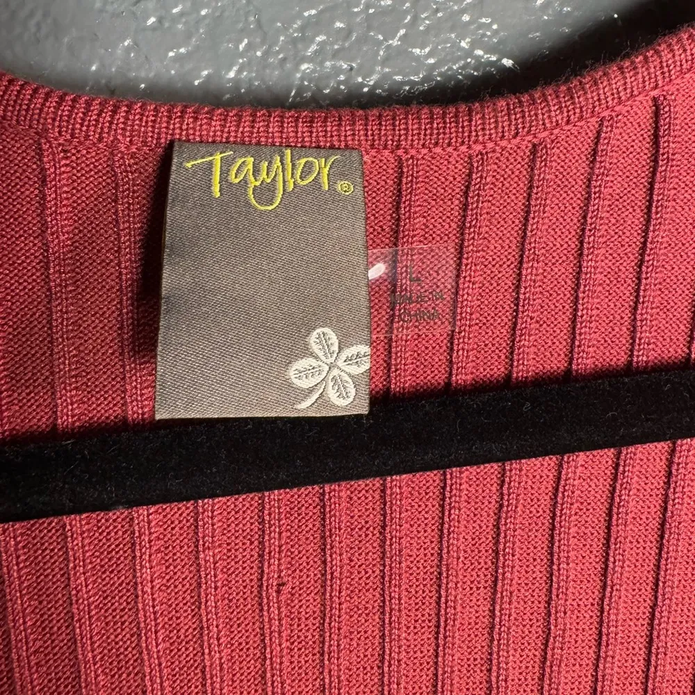 Taylor Women’s Ribbed Sweater Dress Stretch Size L Large Holiday New - Image 3