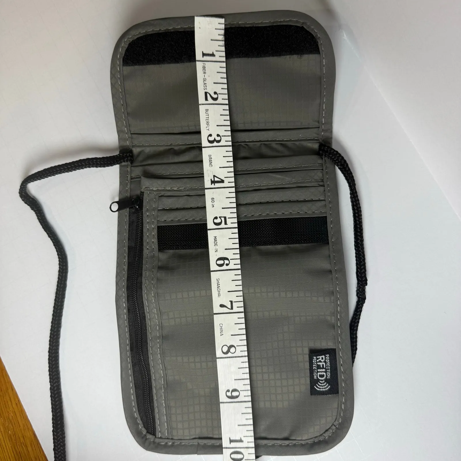 None Gray RFID Neck Wallet Passport Holder - Image 4