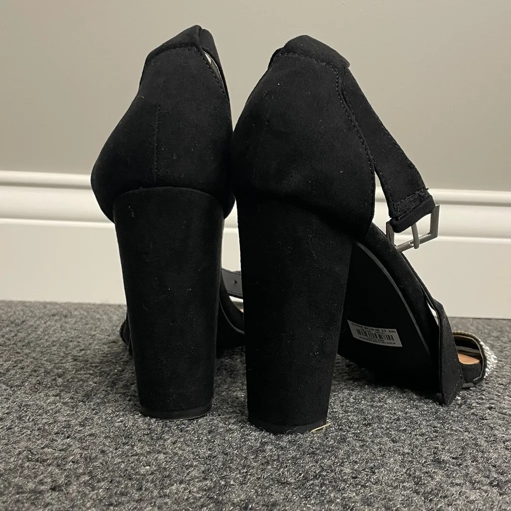 Torrid Black Rhinestone Black Heels Women's Shoes Size 9.5 Wide Sparkle Block - Image 3