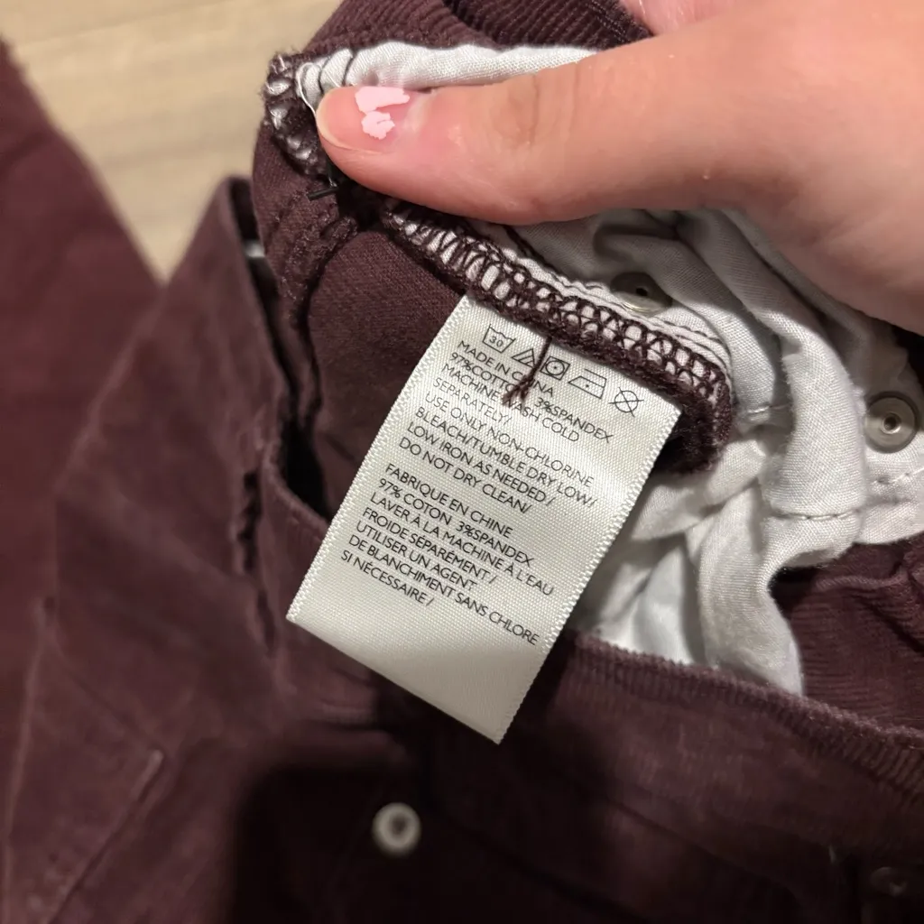 BDG Kick Corduroy Straight Leg Jeans‎ raw hem jeans Burgundy size 26 - Image 6