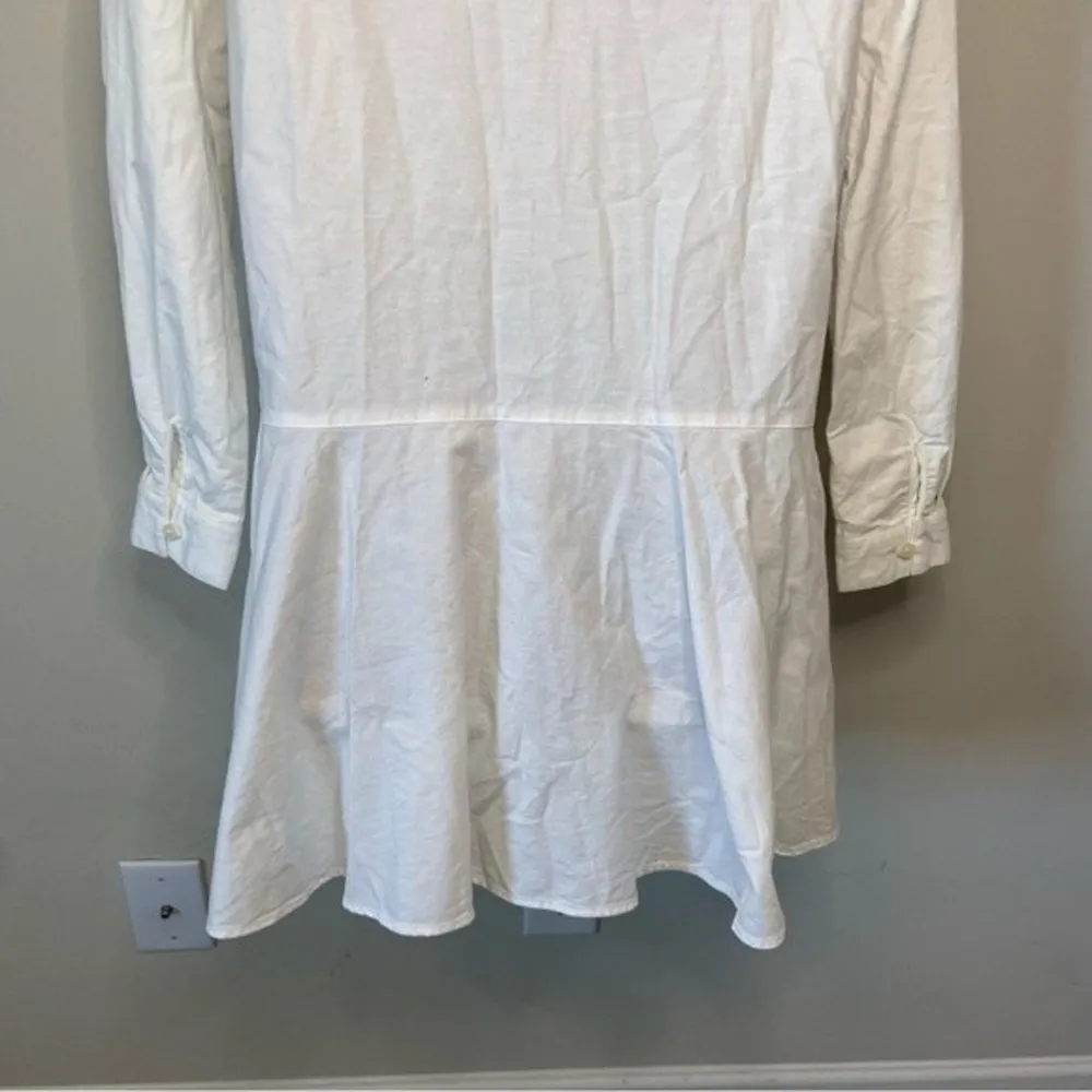 GAP White Cotton Shirt Dress Peplum Long Sleeve Size Small - Image 7