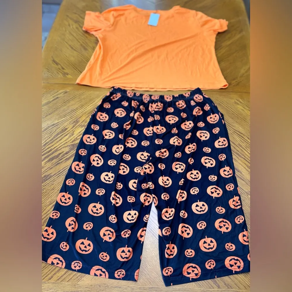 Zenbrile plus size Halloween Pumpkin Pajama Set nwt Orange - Image 2