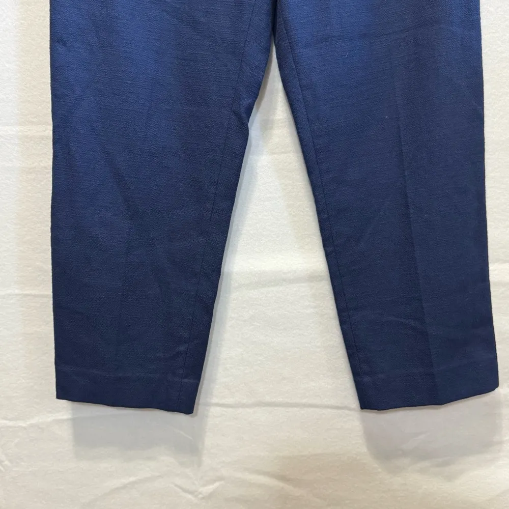 Club Monaco Cigarette Cropped Ankle Pants Navy Blue Women's Sz 4 Side Zip Pocket - Image 7