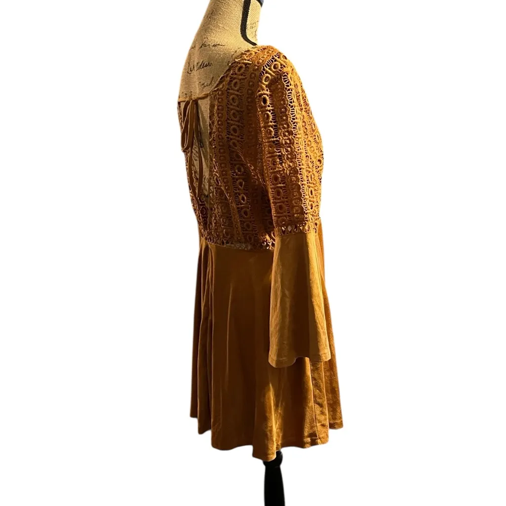 Beyond The Radar Velvet & Embroidered Lace Dress with Statement Sleeves - Image 5