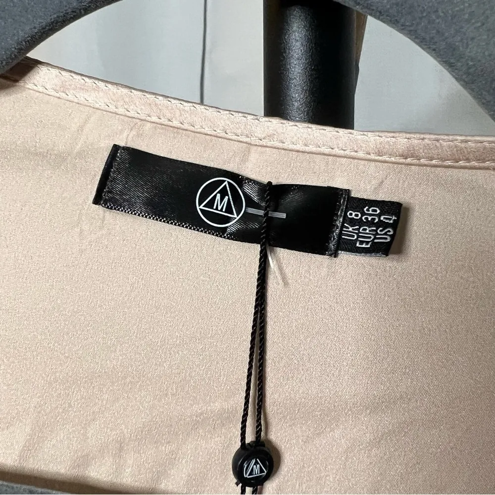 Missguided Petite Plunge Twist Front Shift Metallic Champagne Dress 4 - Image 5