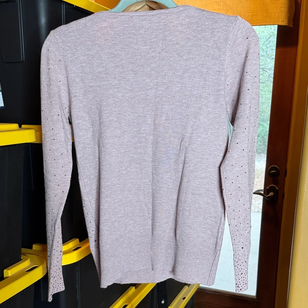 Liquid by Sioni Lavender Wool Blend Sweater w/ Rhinestone Detailing Size Small Purple - Image 7