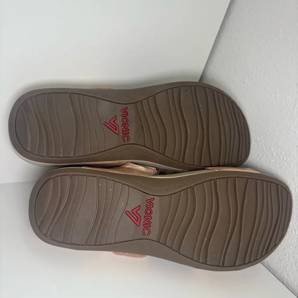 Vionic Pacific Kyla Rose Gold Adjustable Orthotic Sandals Size 9 - Image 8