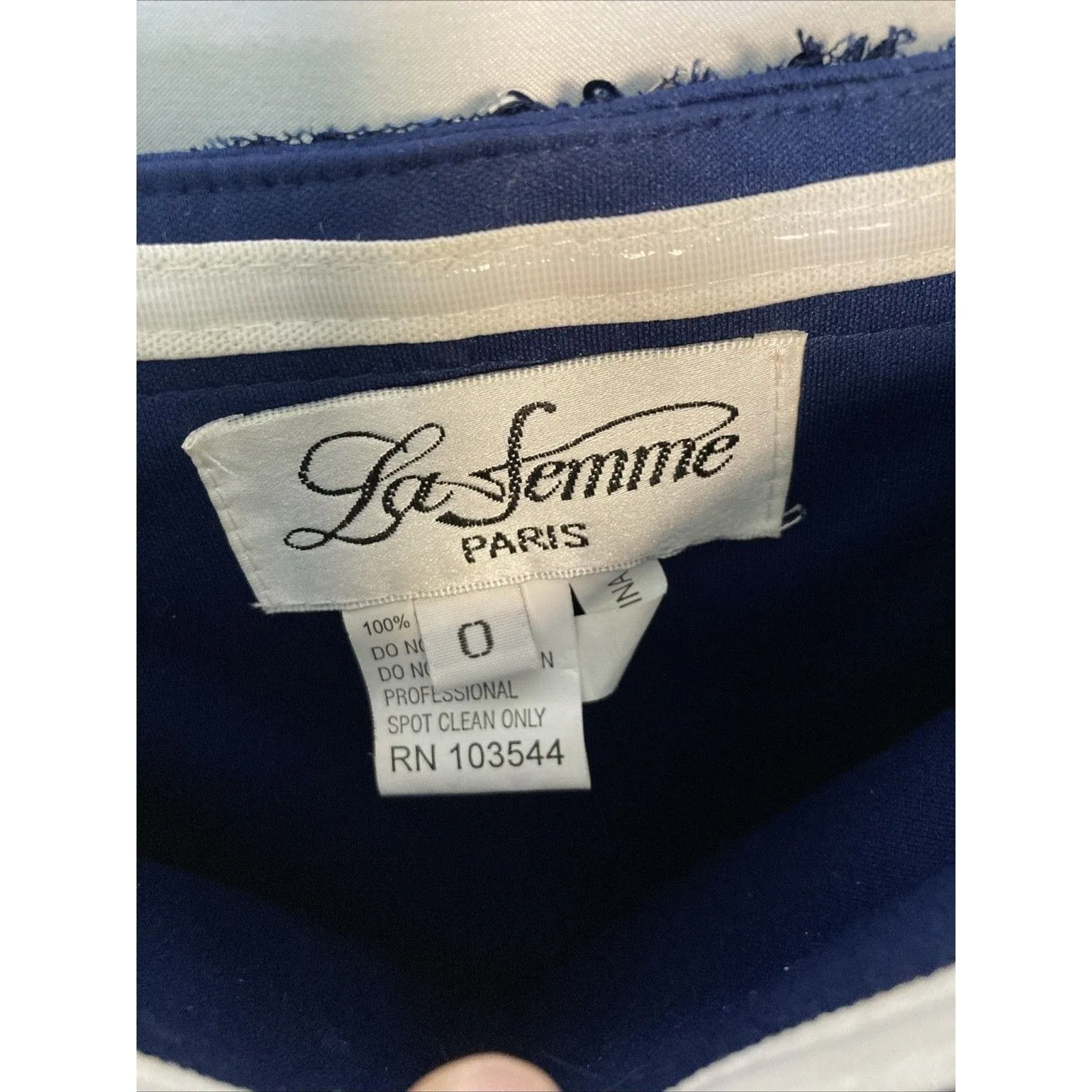 La Femme Formal Dress Sequin Gown 0 Navy Dark Blue Prom Ball Gala Quinceara Hoco - Image 8