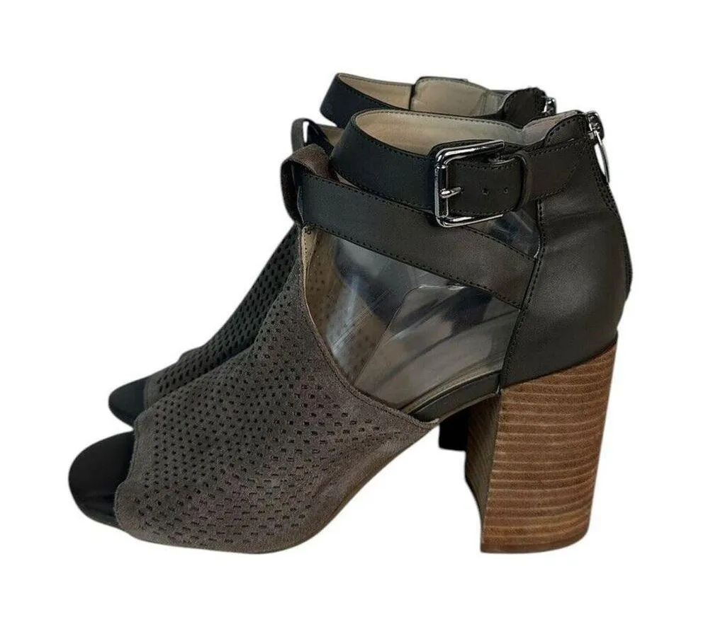 Marc Fisher Gabie Ankle Wrap Suede Leather Perforated Gladiator Sandals Taupe 10 - Image 5