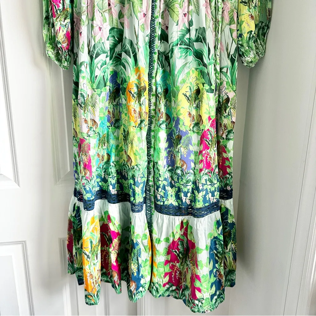 Anthropologie Long-Sleeve Printed Maxi Shirt Dress Jungle Print - Image 11