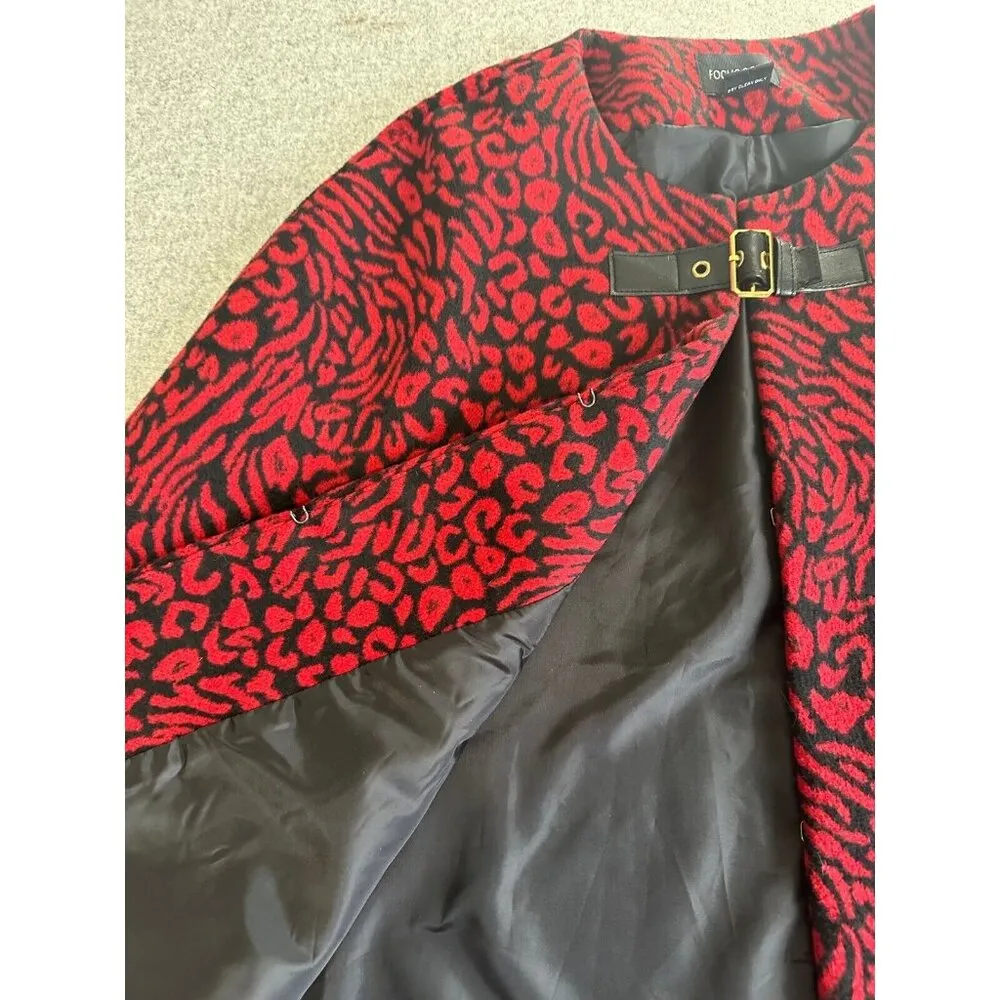 Vintage Focus 2000 Large/XL Cape Jacket Womens Animal Print Red Black Wool Blend Size undefined - Image 13