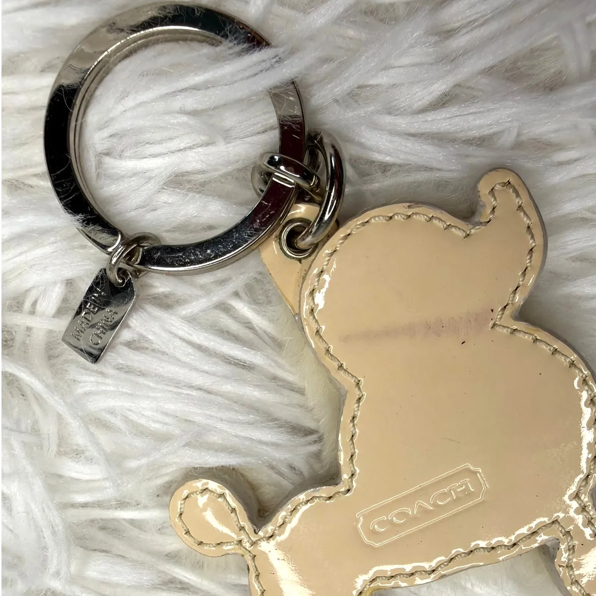 y2k COACH Vintage Patent Poodle Key Fob Key Chain Handbag Charm Bag Charm - Image 3