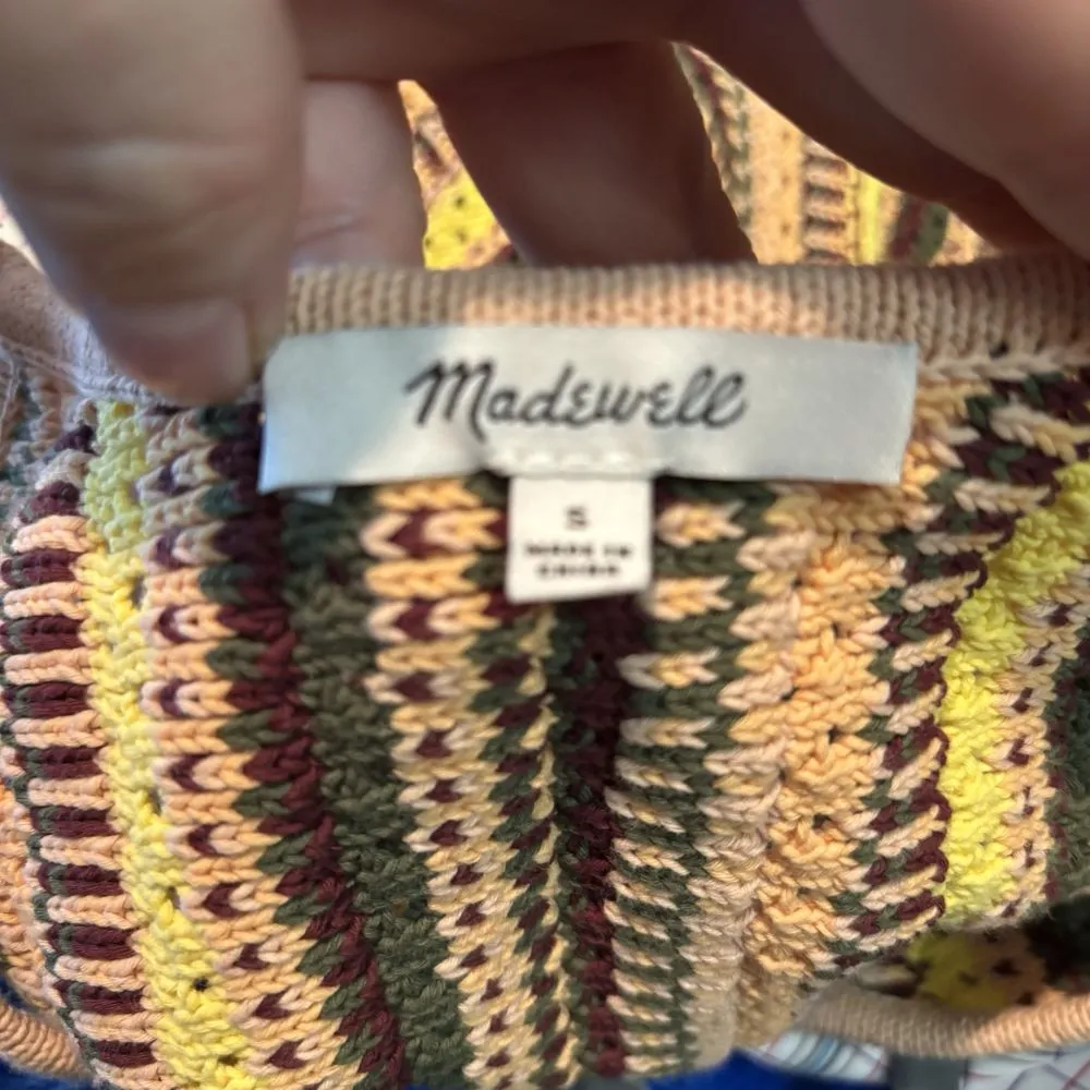 Madewell Women's‎ Crochet Janson Sweater Tank in Rainbow Stripe Size Small - Image 4