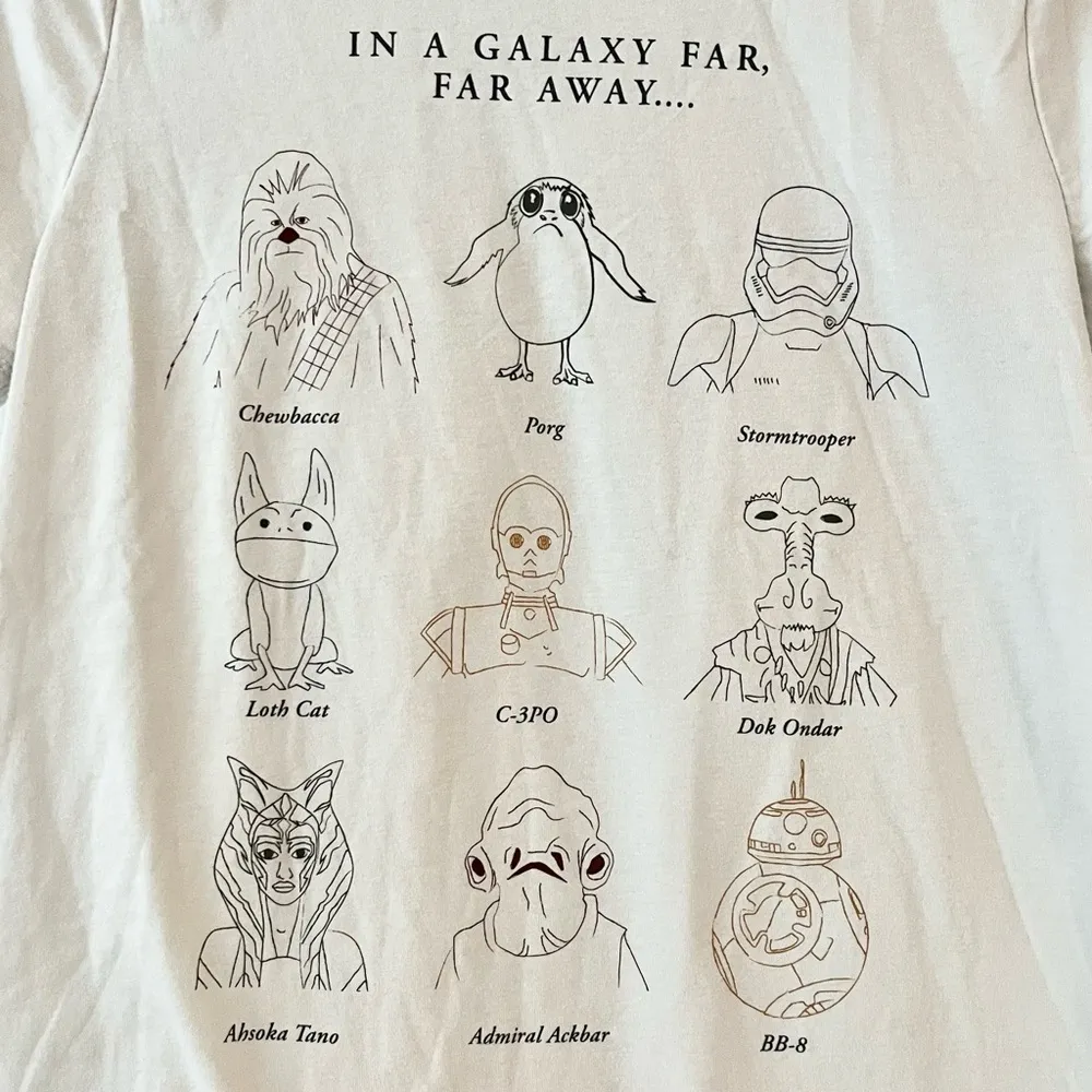 Star Wars Galaxy’s Edge Doodle Print Character Print Short Sleeve Graphic Top S - Image 5