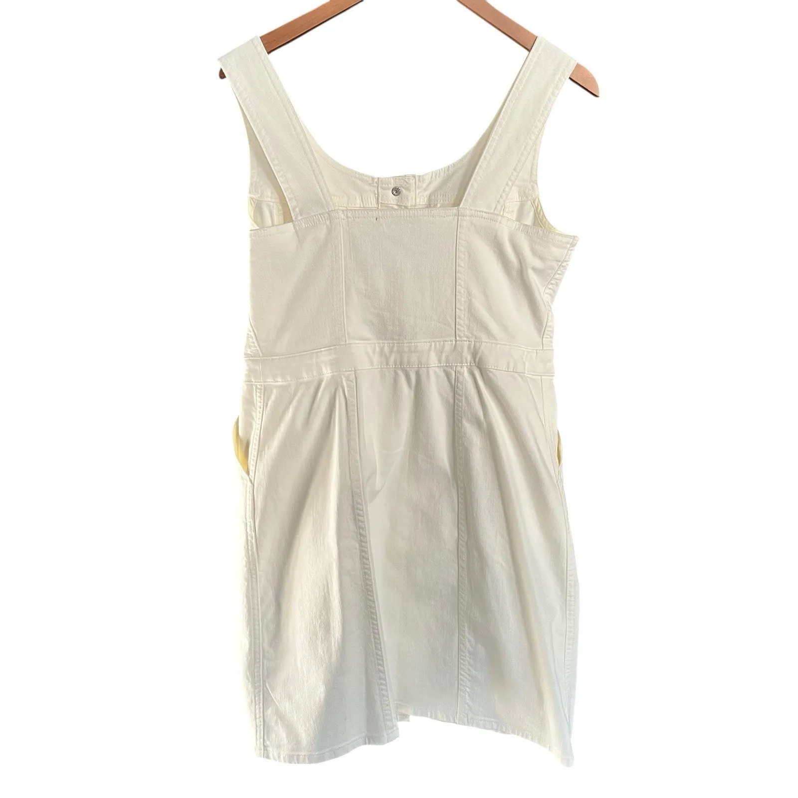 J Crew Womens White Denim Dress Sleeveless Snaps Cotton Size 8 Preppy 90s - Image 5