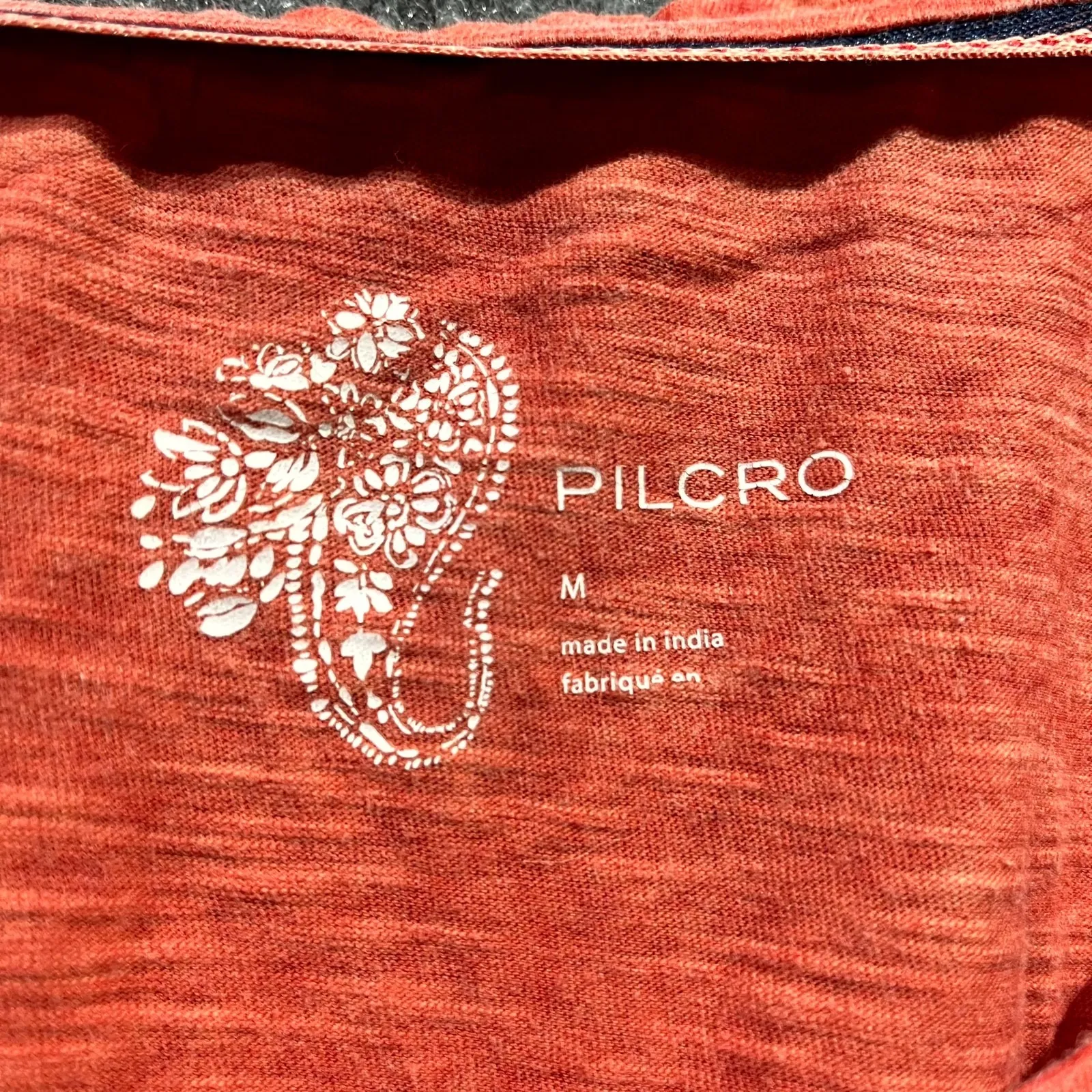 Pilcro T Shirt Women's Medium Orange Space Dye Ruffle Round Neck Streetwear - Image 3