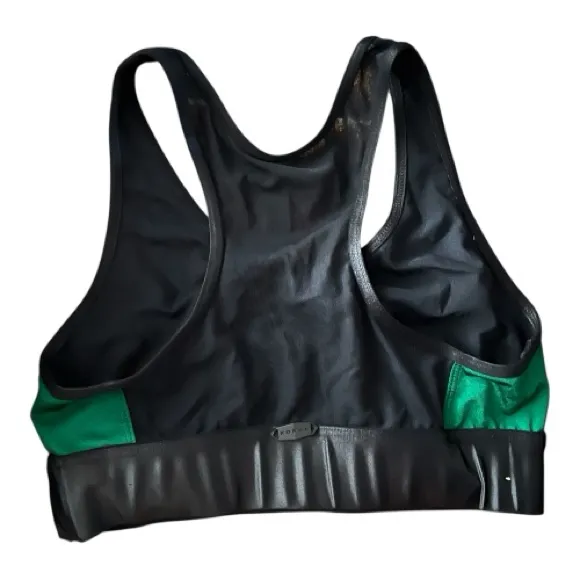 Koral Shiny Black and Green Sports Bra - Image 2