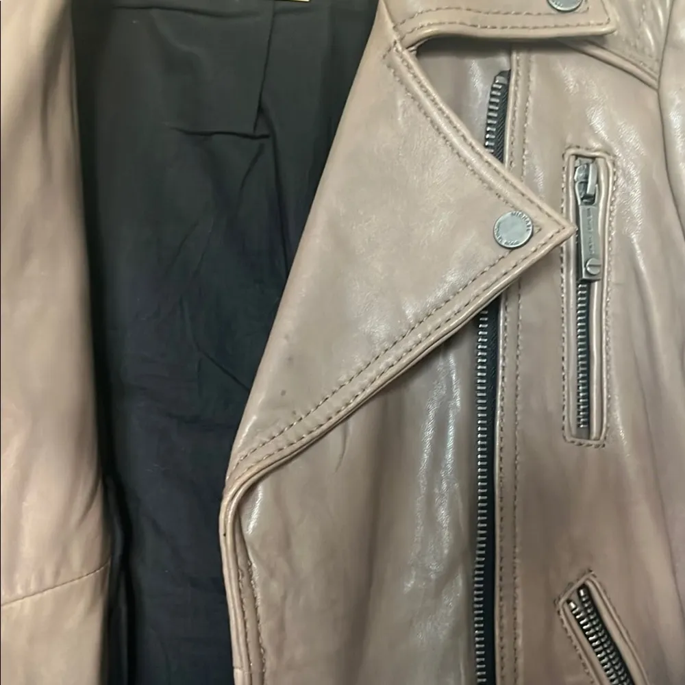 Michael Kors | Brown Leather Jacket Moto XS - Image 3