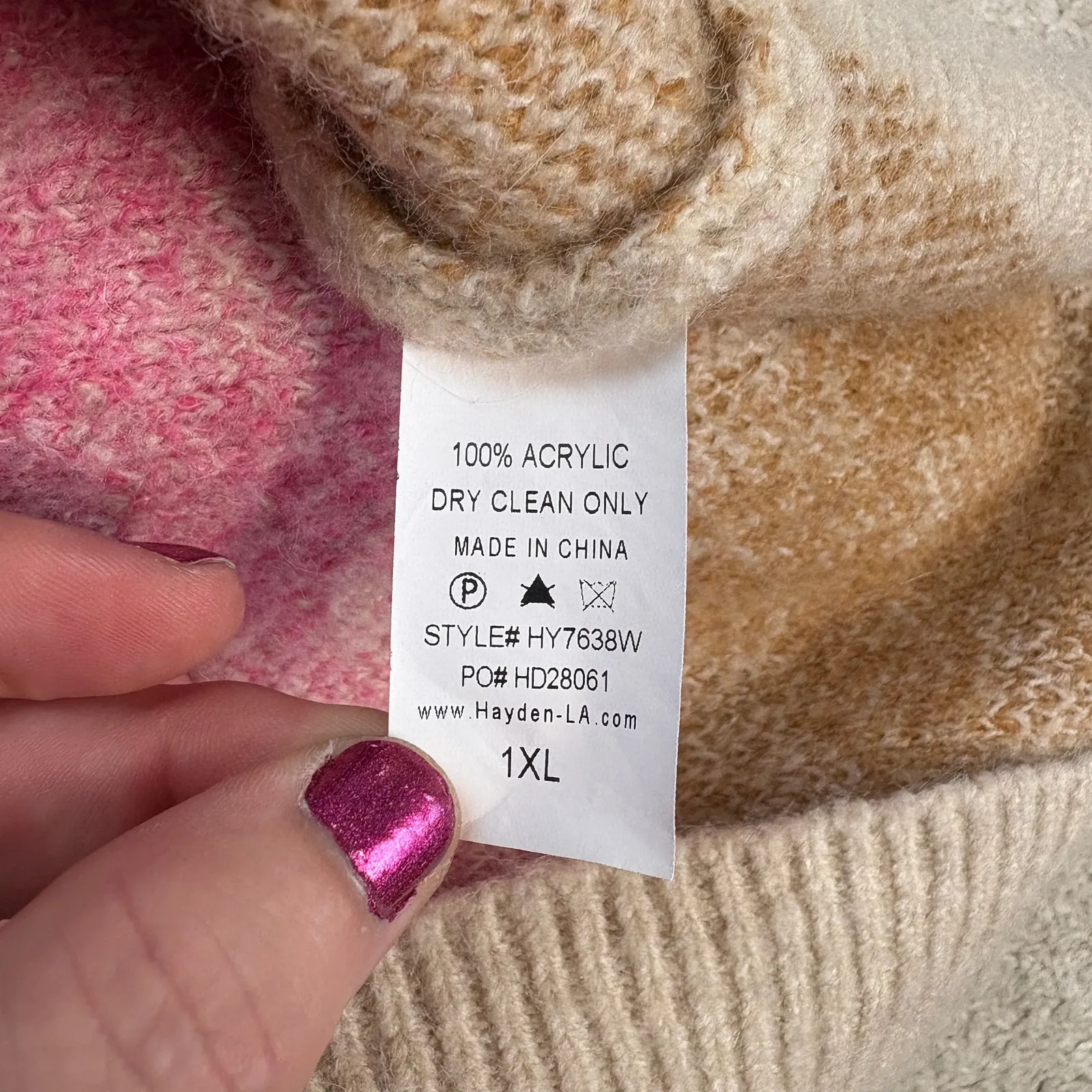 Hayden Los Angeles Fuzzy Textured Floral Relaxed Sweater Cardigan Size 1XL - Image 4