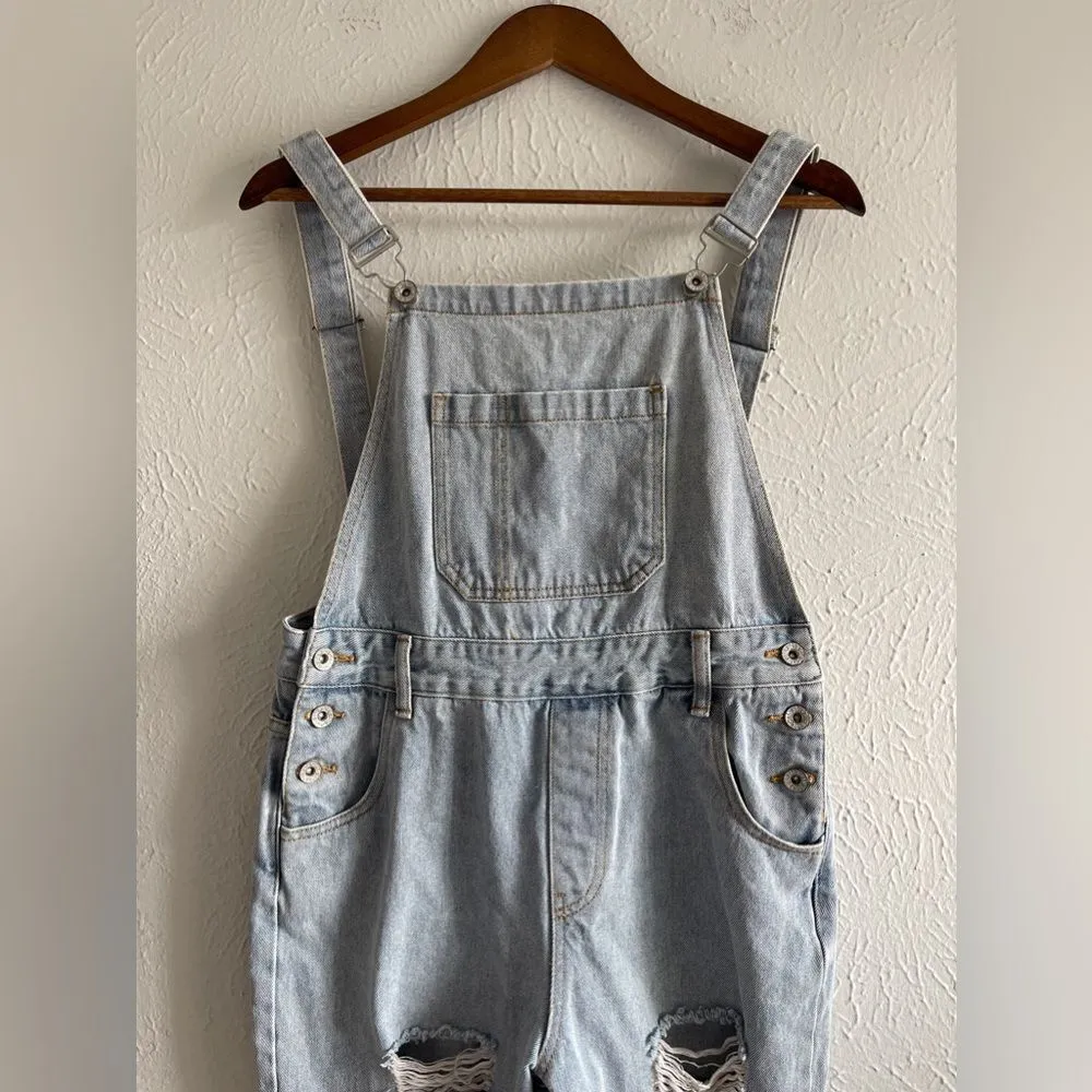 Clothing Distressed Wash Distressed Capri Overalls Size S 100% Cotton - Image 14