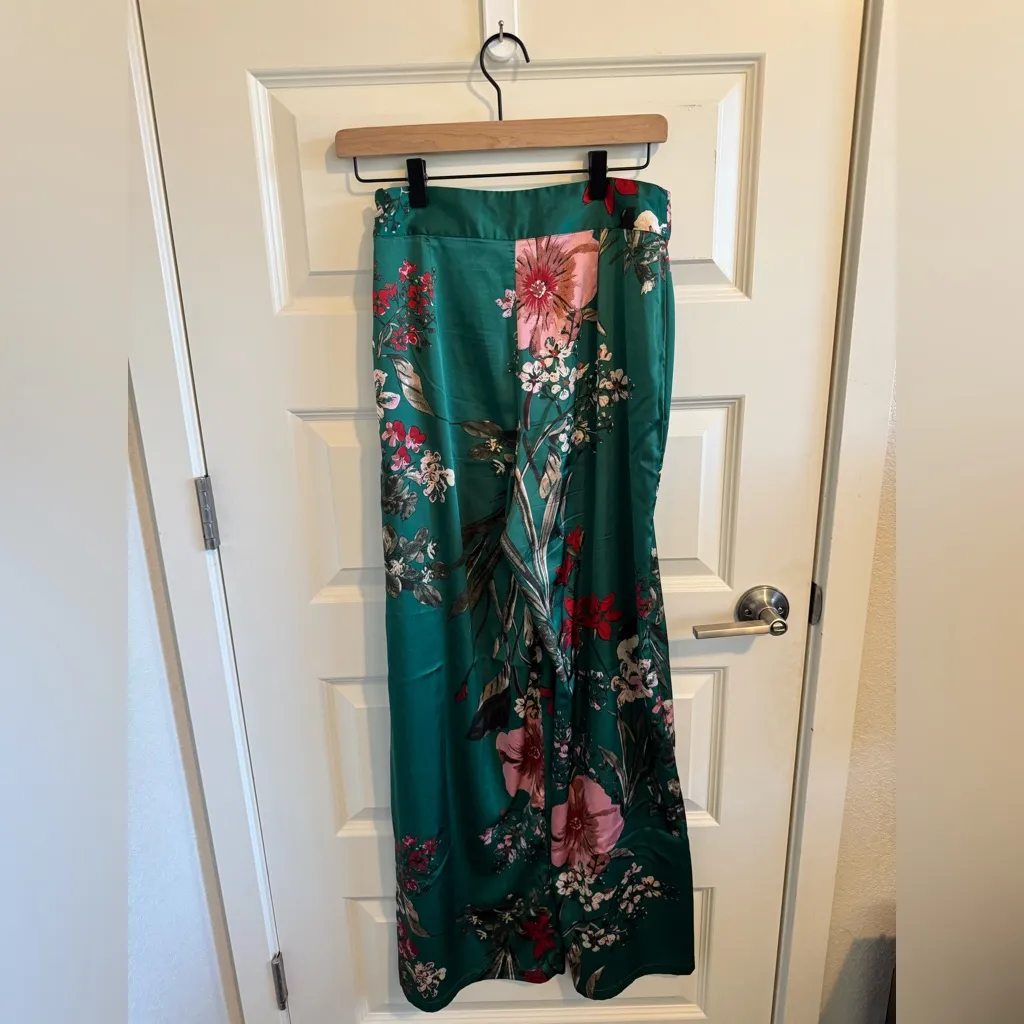 Lulus Thriving Green Floral Print Wide Leg Pants - Image 6