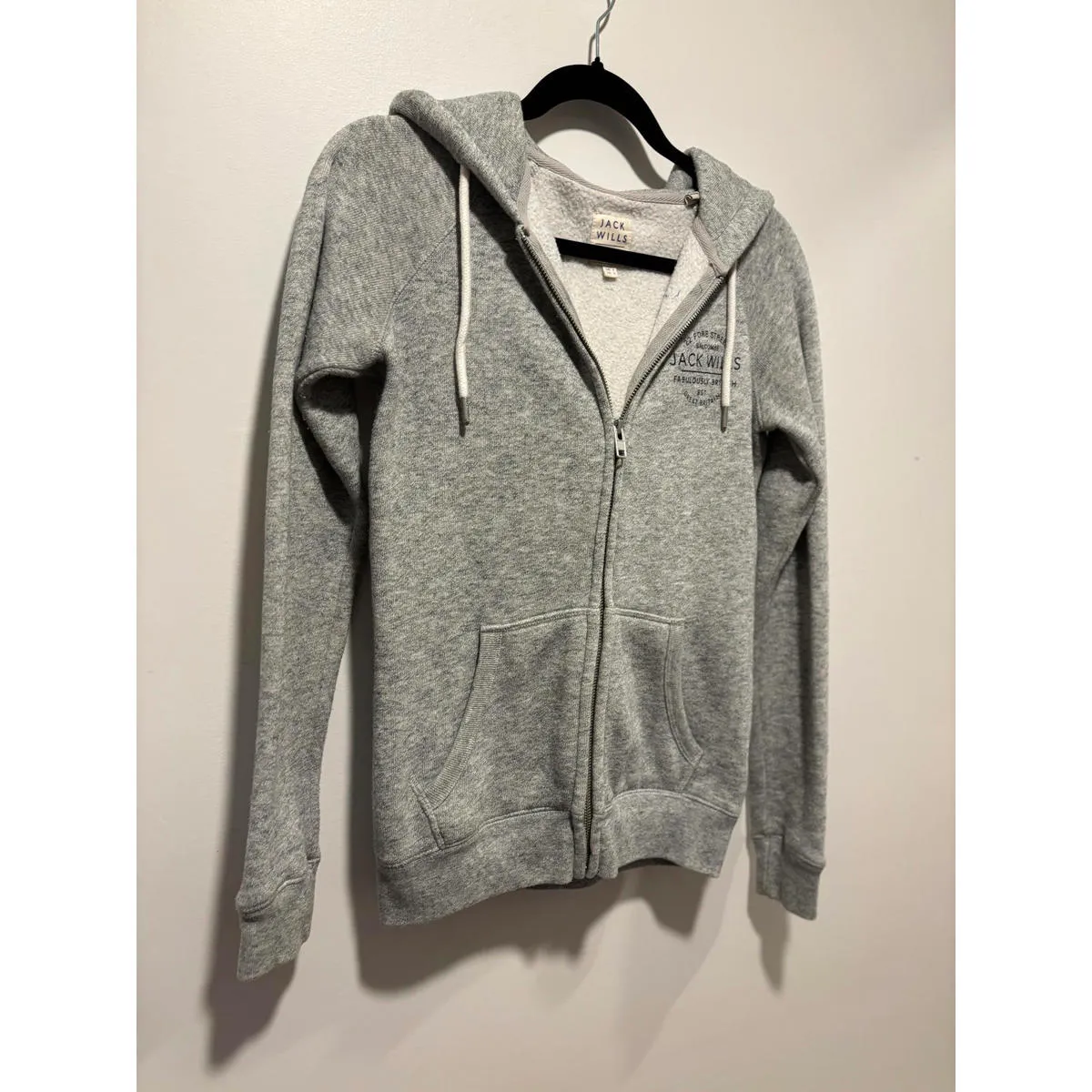 Jack Wills Gray Zip-Up Hoodie with Drawstring Hood - Image 2
