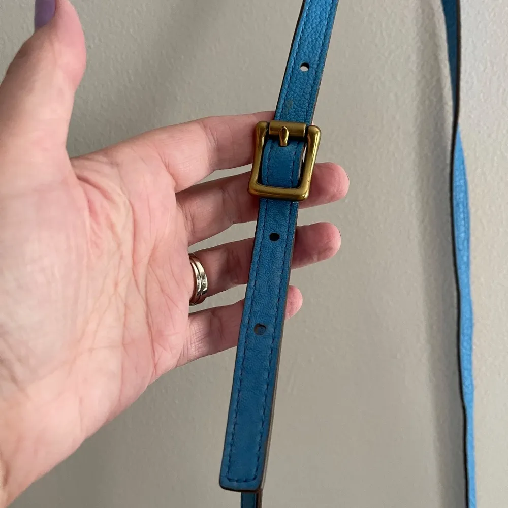 Memoir Pebbled Leather Sky Blue Crossbody Bag Turquoise Purse Coastal - Image 15