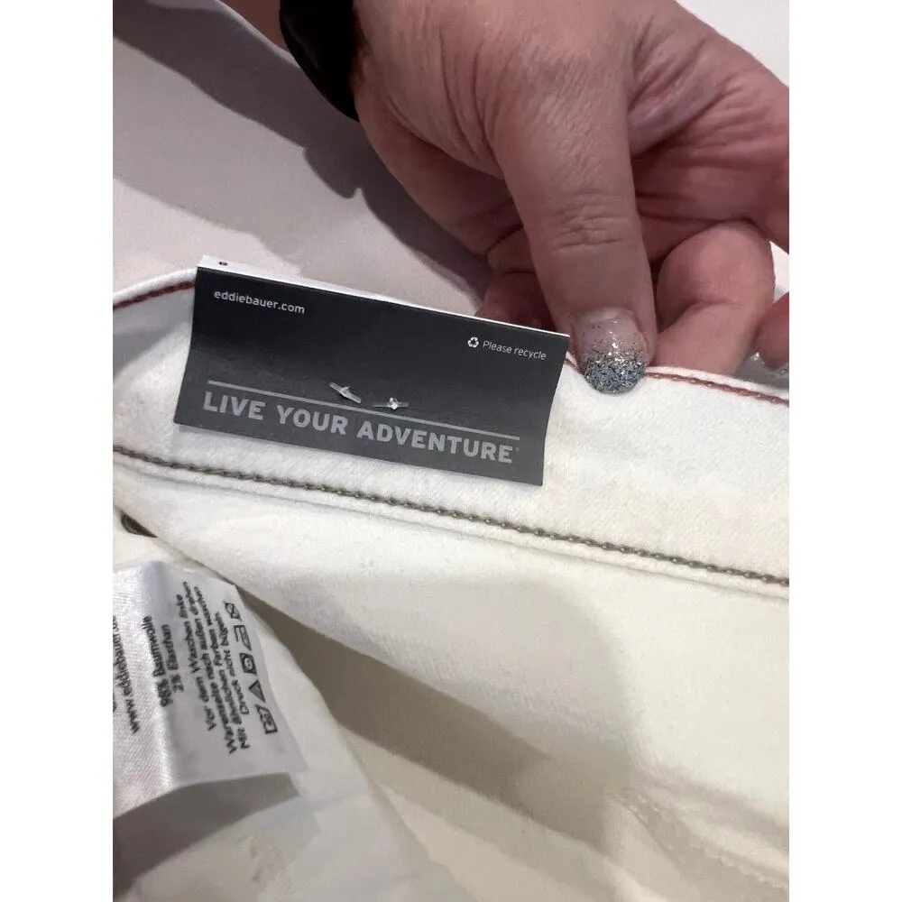 NWT Eddie Bauer Boyfriend Fit Jean Shorts Relaxed Fit Cream Sz 8 Preppy Modest - Image 10