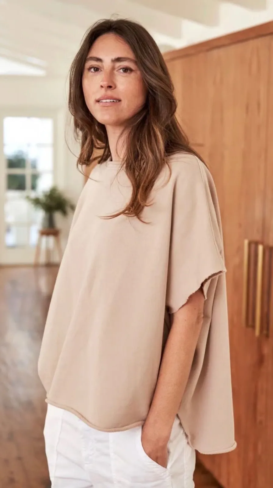 FRANK & EILEEN Olive Original Capelet One Size OS Sand Beige NEW Lounge Casual - Image 1