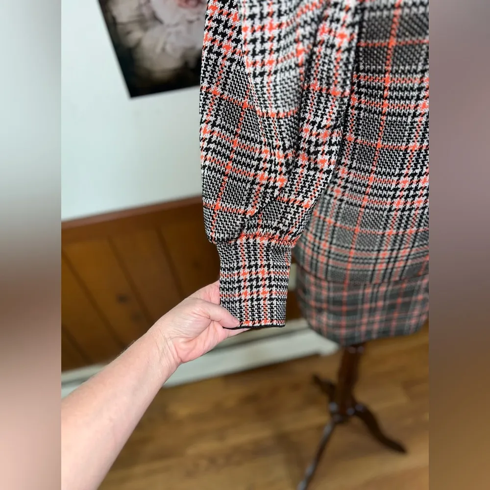 Funky ZARA Plaid Puff Sleeve Knit Sweater Mini Dress! - Image 4