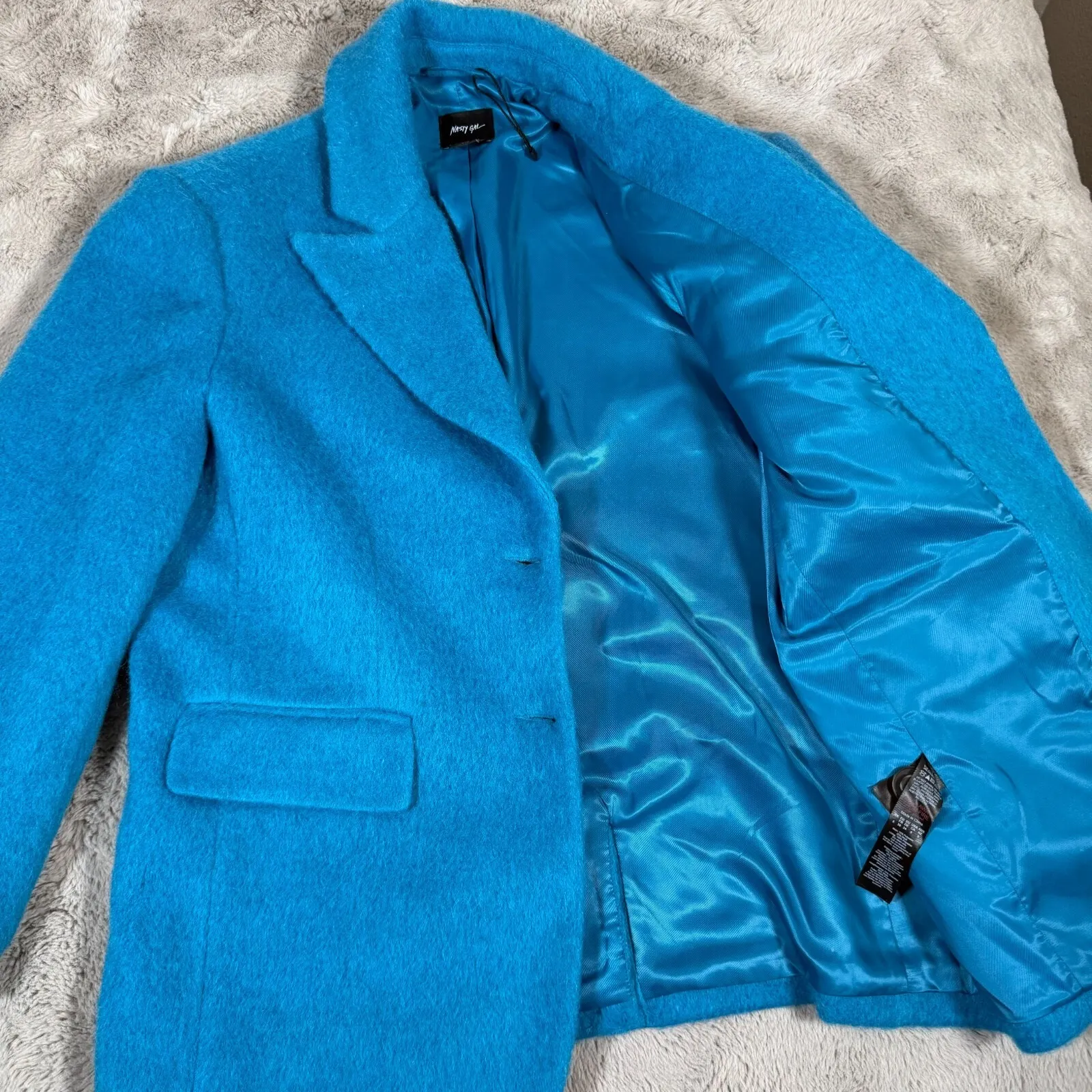 NWOT NASTY GAL Woman Size 4‎ Premium Brushed Wool Oversized Blazer Coat pocket - Image 6