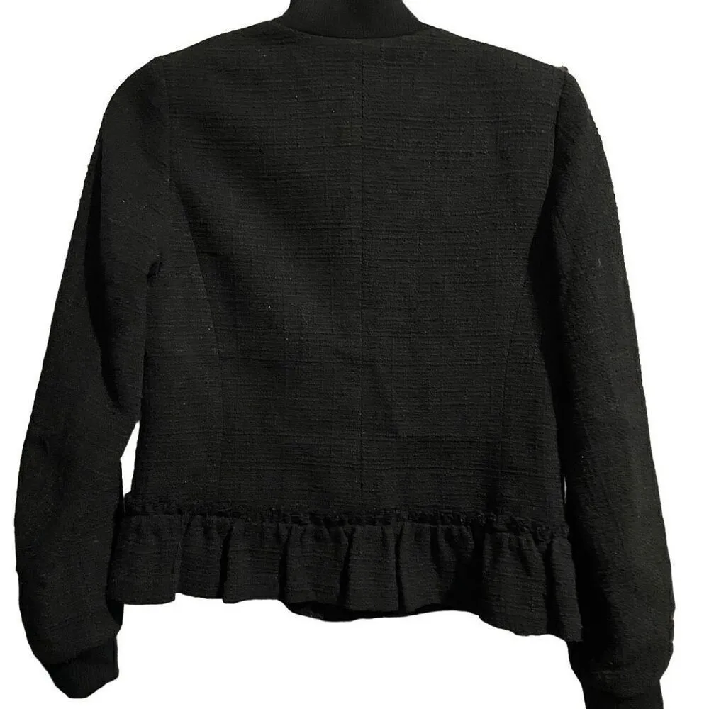 Rebecca Taylor tweed knit black jacket size 2 - Image 3