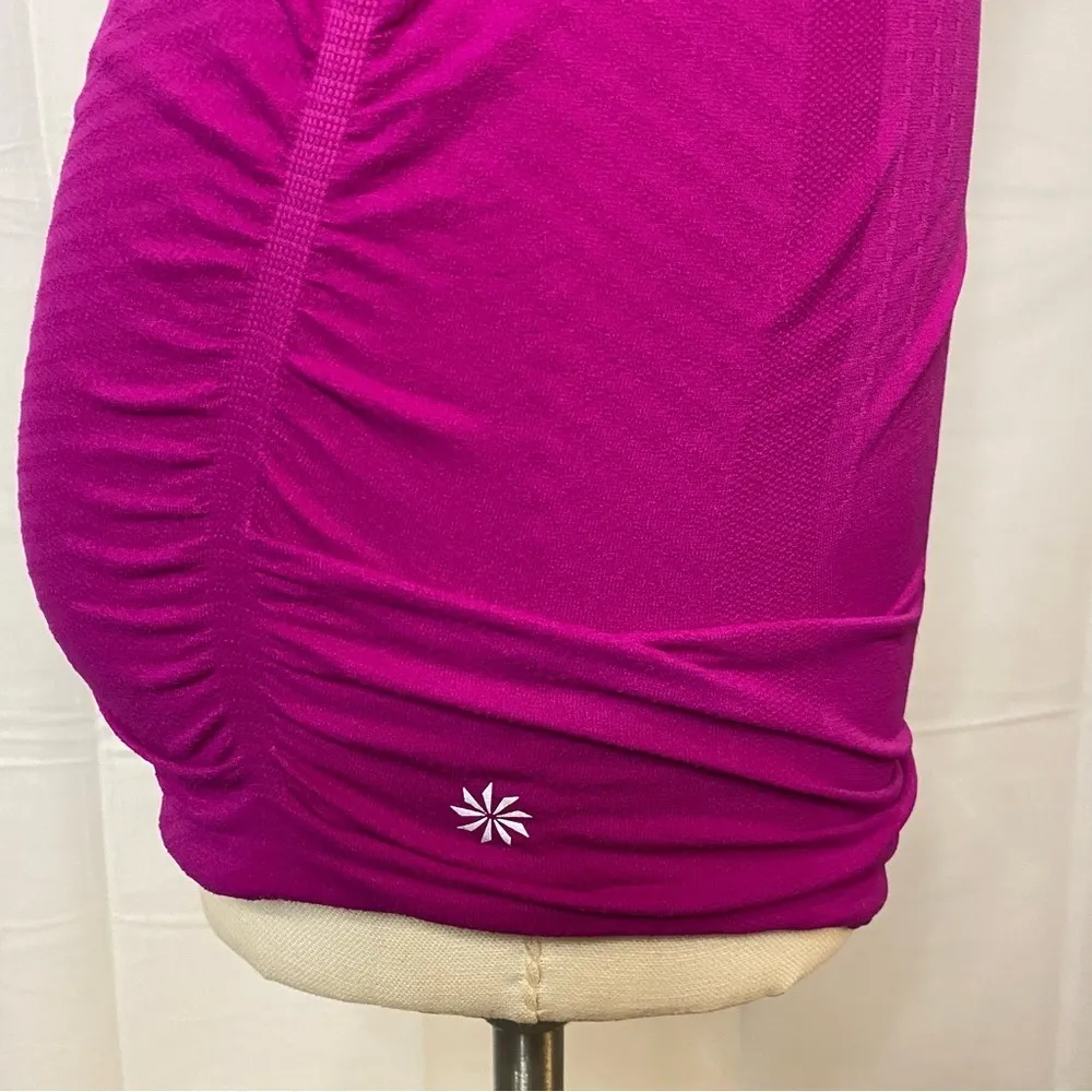 Athleta Speedlight Seamless Tank Top Ruched Sides Shirt Hot Pink Magenta Small - Image 5
