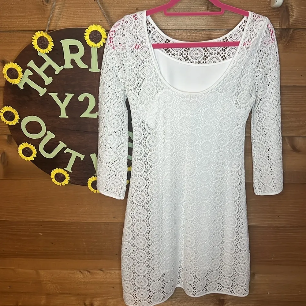 Lilly Pulitzer Topanga Crochet Knit Midi Dress White Beach Lace Bridal Resort - Image 5