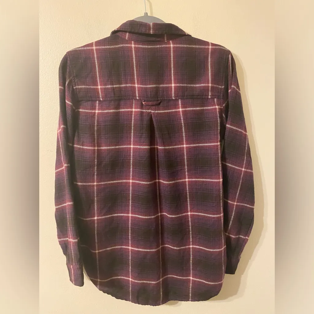 American Eagle Ahh-Mazingly Soft Flannel‎ Boyfriend Fit Small Red White Plaid - Image 2