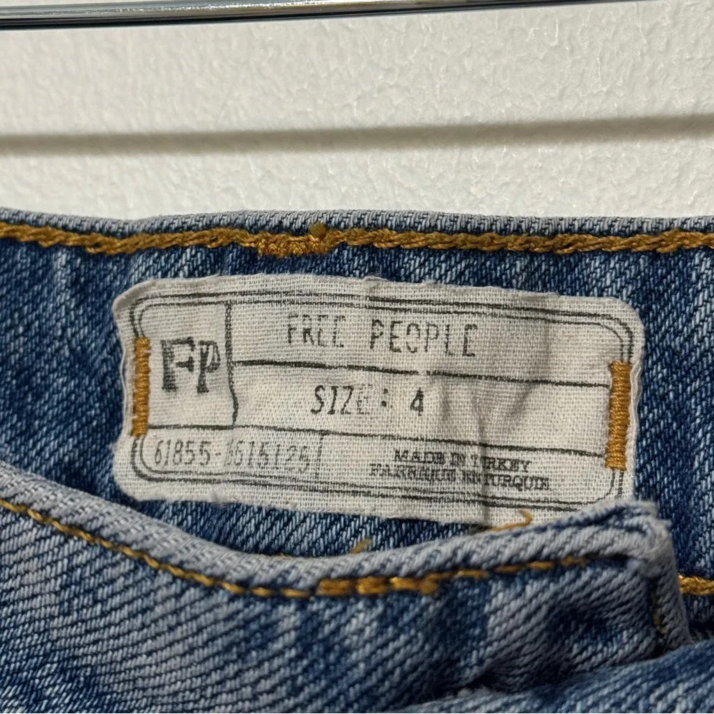 Free People Beaded Denim Skirt Size 4 Embellished Sequin Boho Festival Small - Image 4