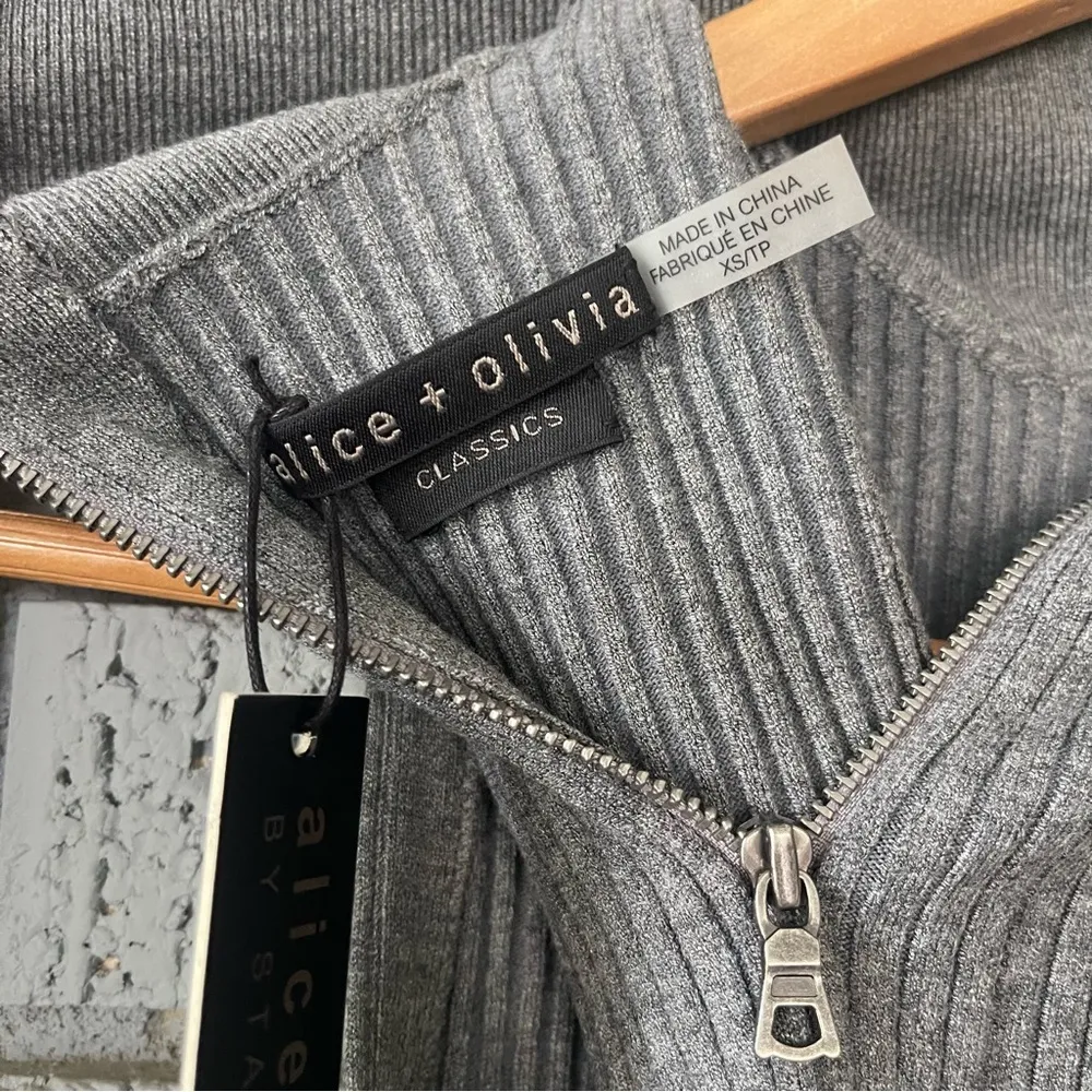 Alice + Olivia Brooklynne Ribbed Stretch Knit Turtleneck Midi Dress Grey Size XS - Image 8