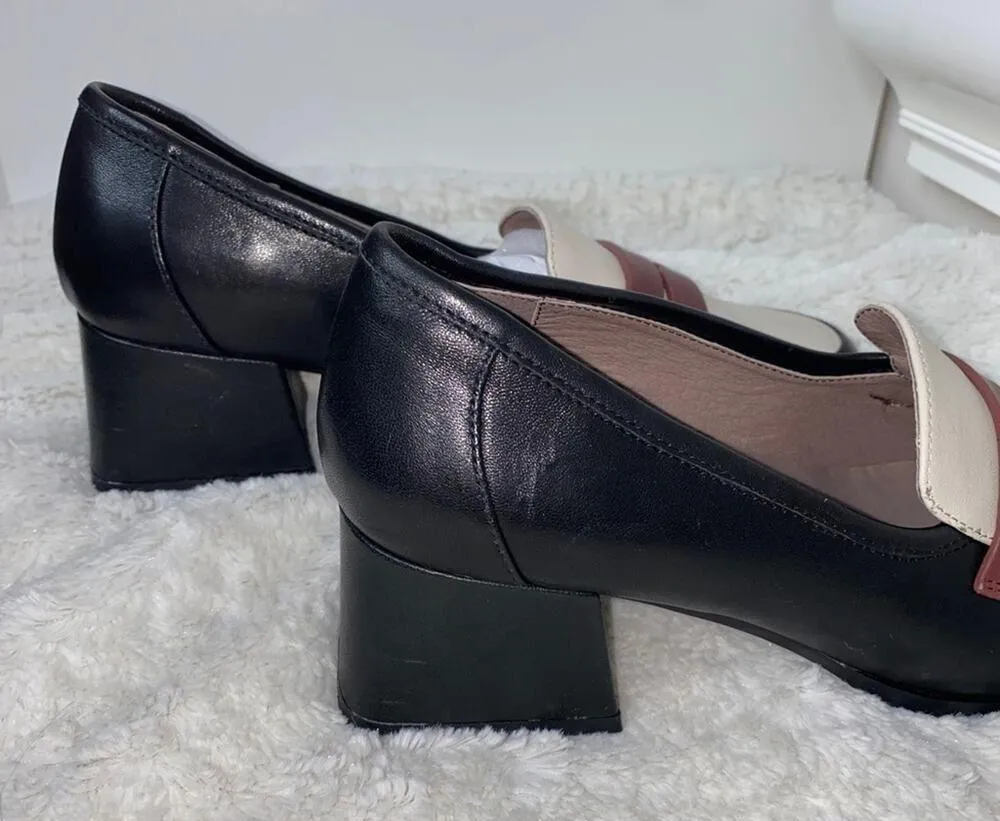 Chocolat Blu Black White Berry Penny Loafer Block Heel Academia Size 7 - Image 5