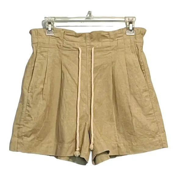 MADEWELL DRAWSTRING PLEATED PAPER BAG COTTON LINEN TAN BEIGE SHORTS SIZE SMALL‎ - Image 5