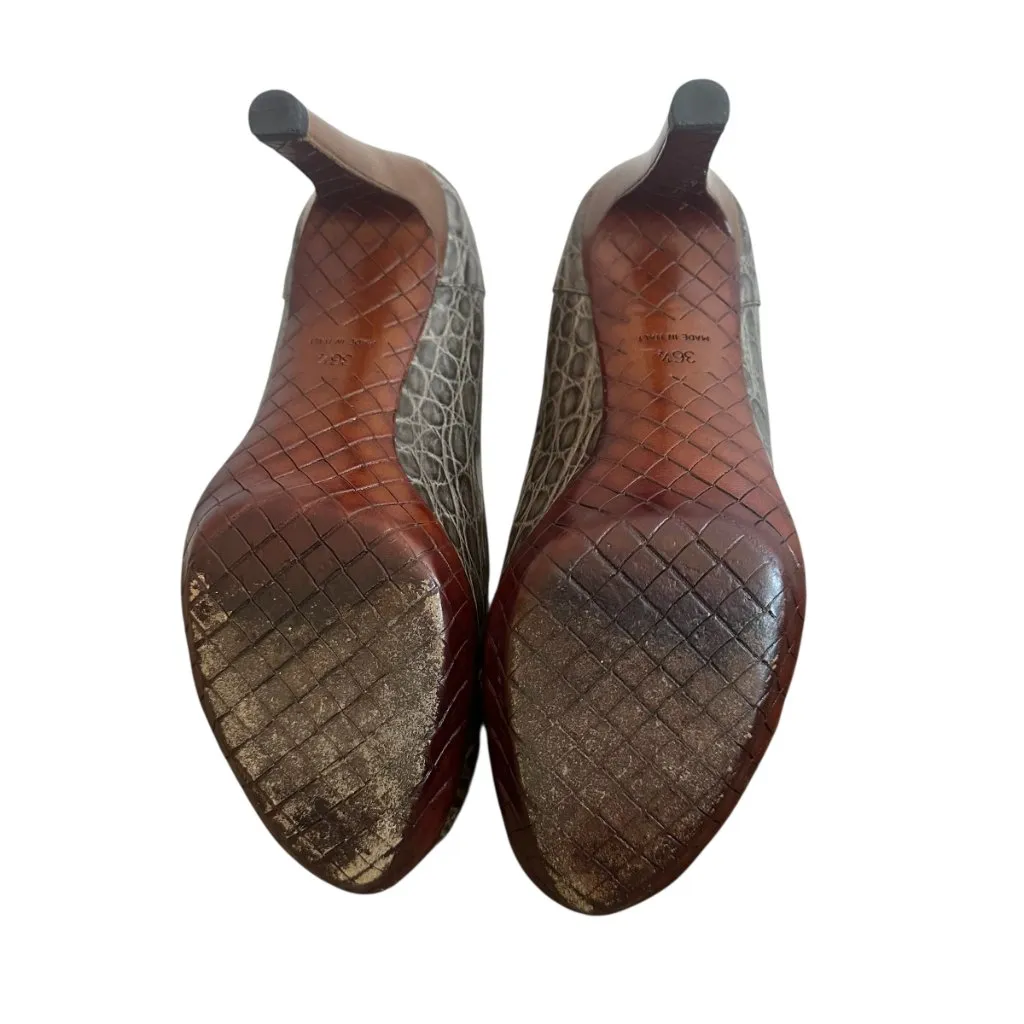 Bottega Veneta Leather High Heels Pumps Peep Toe Textured Size 36.5 EU 6 Women's - Image 11