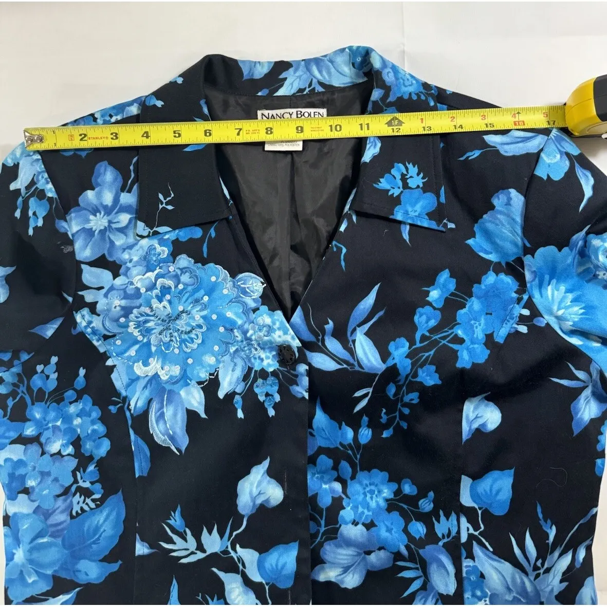 Nancy‎ Bolen City Girl Blazer Jacket Artistic Sequin Floral Boho Embellished - Image 2