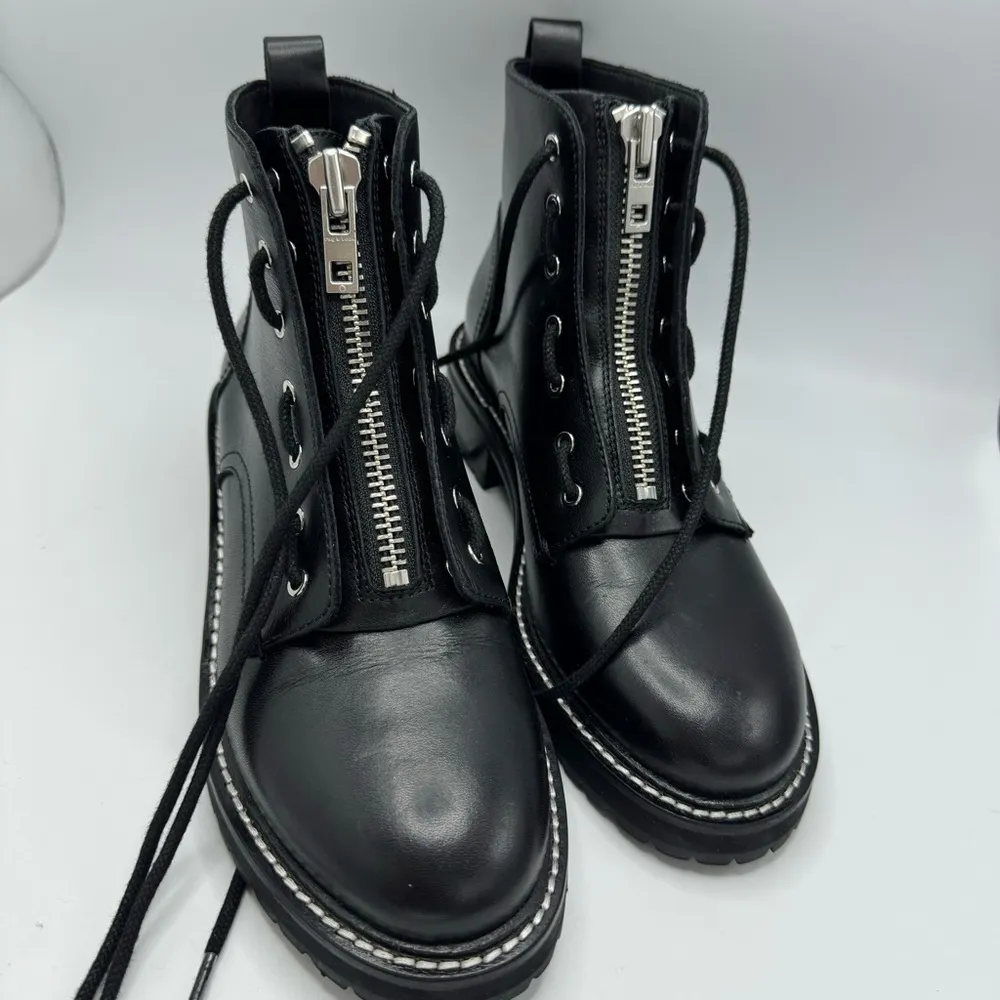 Rag & Bone Cannon Combat Zipper Boots in Black Leather Size 7 US 37 EU New - Image 9