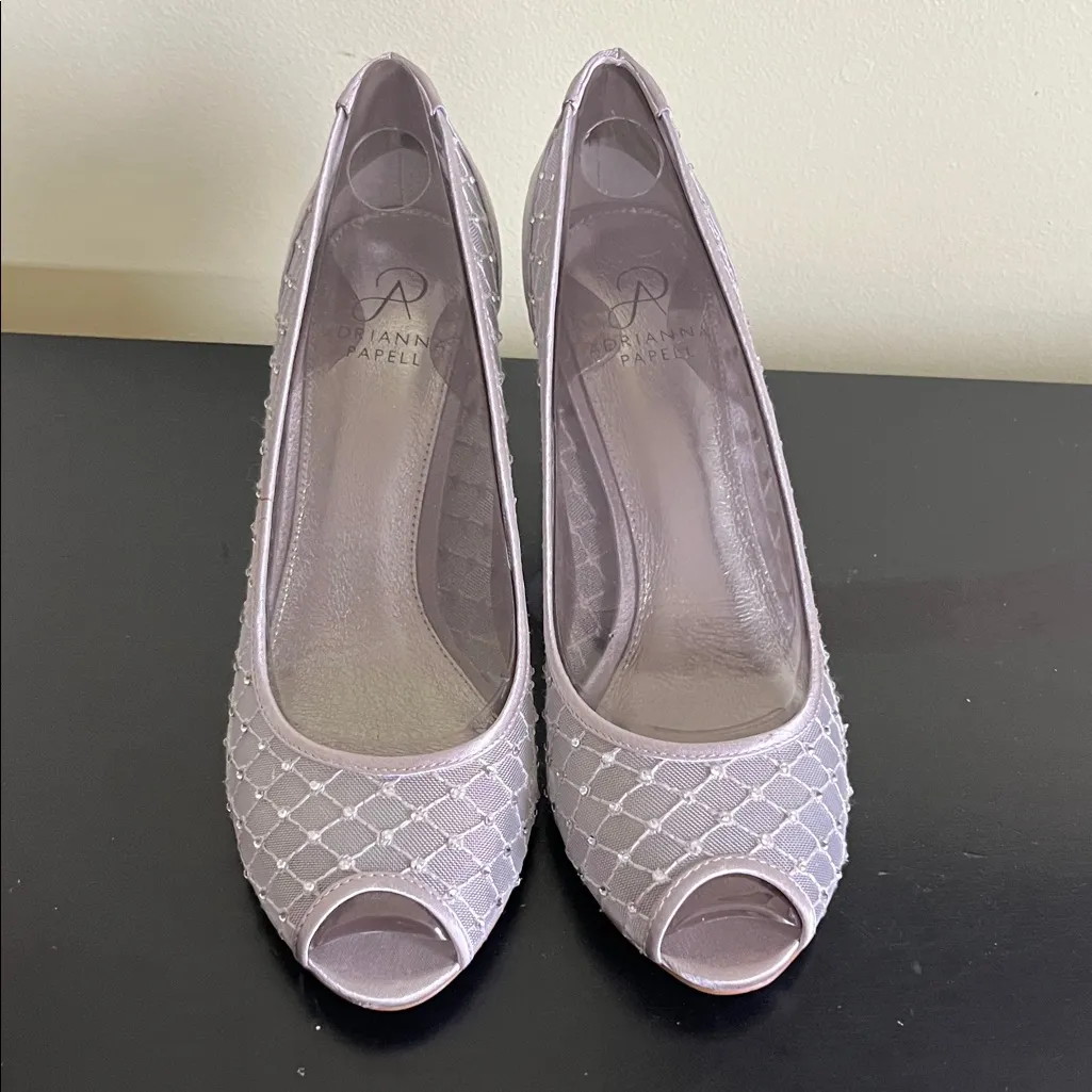 Adrianna Papell Elegant Silver Heels with Rhinestones - Image 4