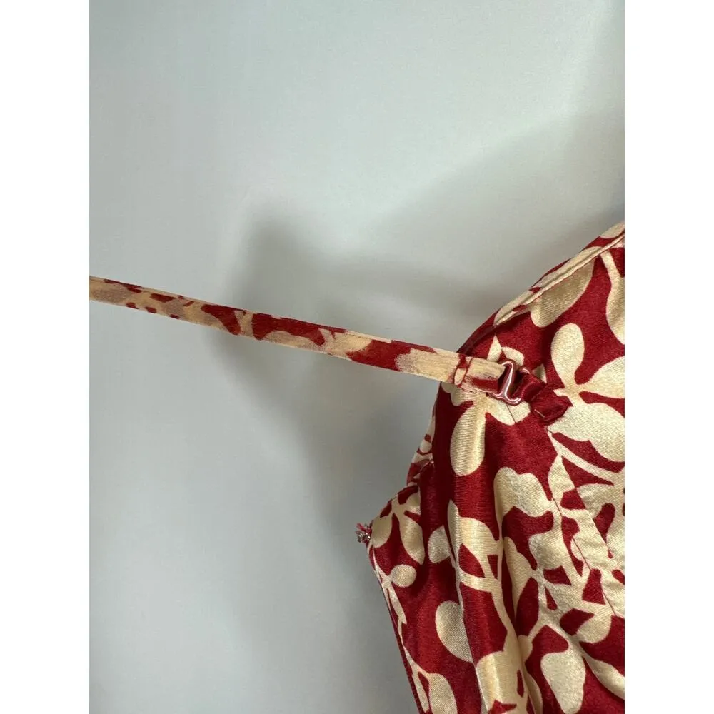 Donna Ricco Pomegranate Floral Silk Sweetheart Neck Empire Waist Dress Women's 8 - Image 6