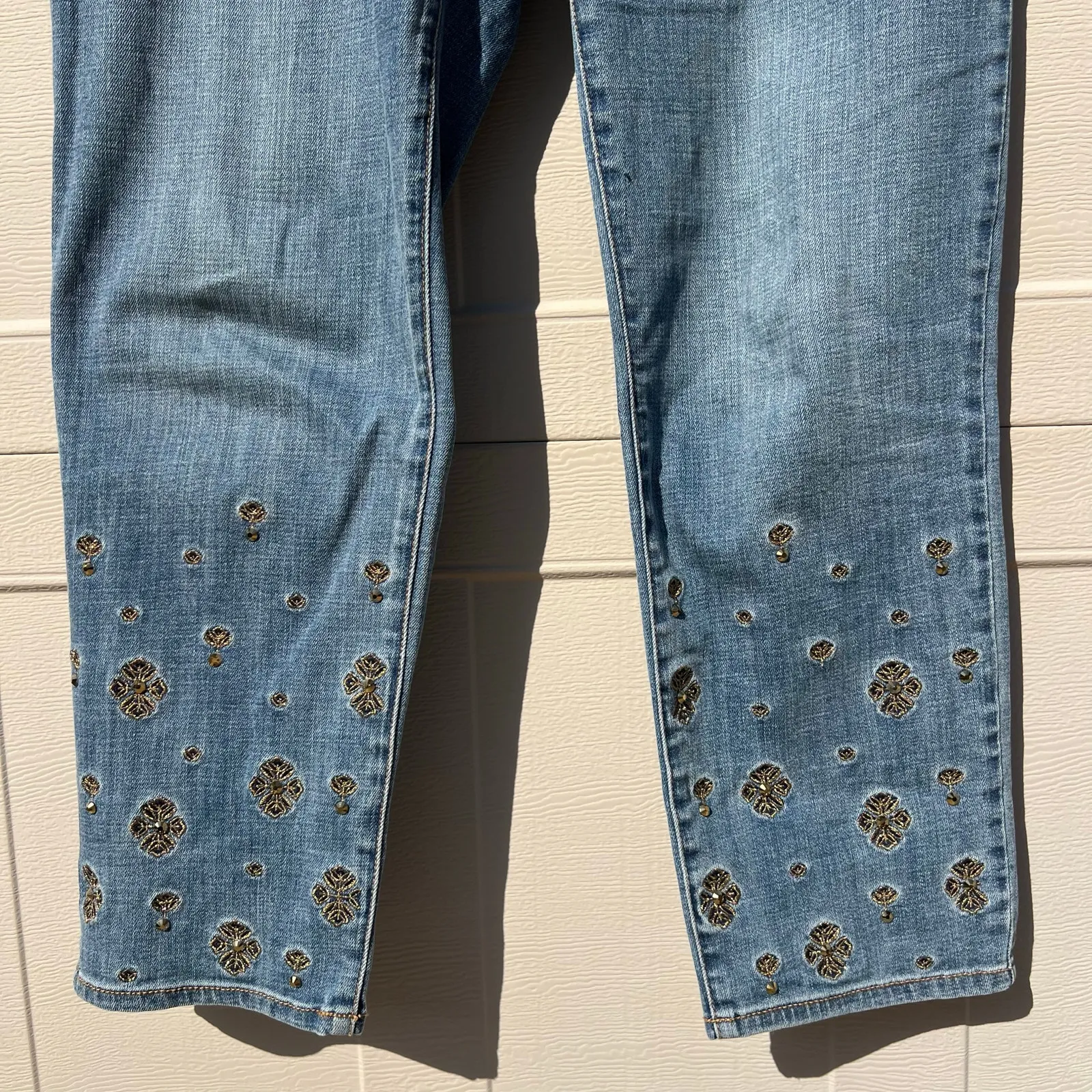 Chicos So Slimming Girlfriend Slim Leg Ankle Jean Embellished Bronze 1.5/US 10 R - Image 4