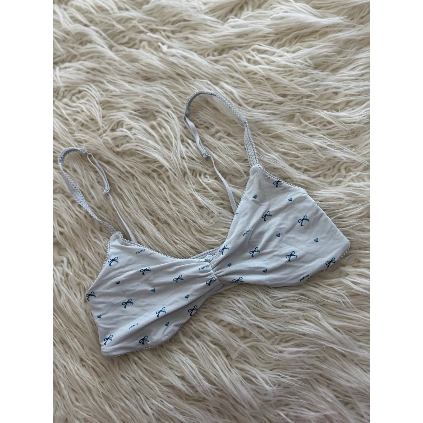 Skims Fits Everybody Picot Skimpy Scoop Bralette Cloud Bow Print Size Medium - Image 3