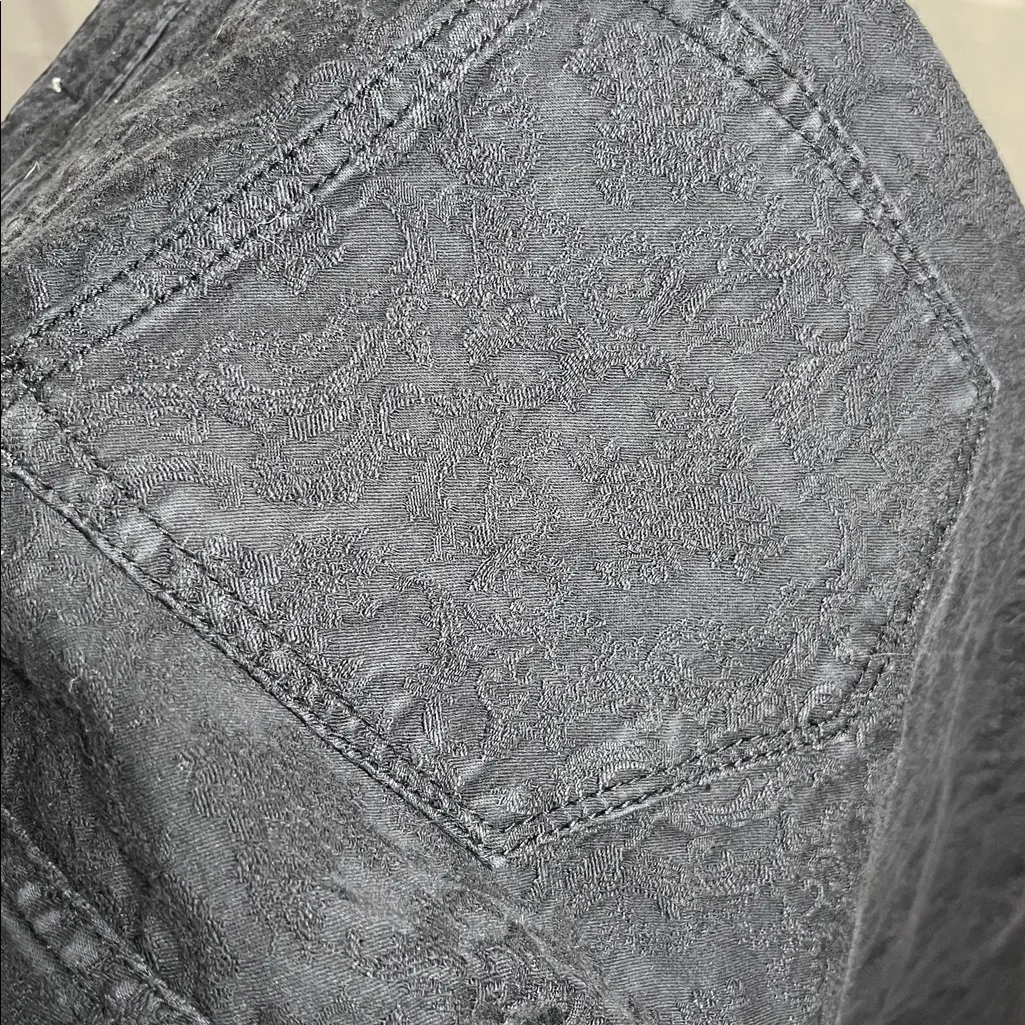 Anthropologie Pilcro and The Letterpress Pants Black Floral Textured Print 28 - Image 5