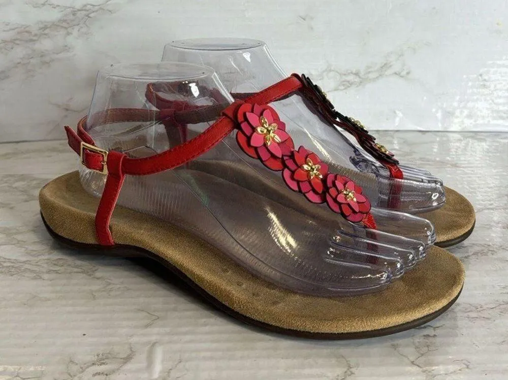 Vionic Womens Paulie Sandal flower detail t strap sandals shoes size 8 - Image 4