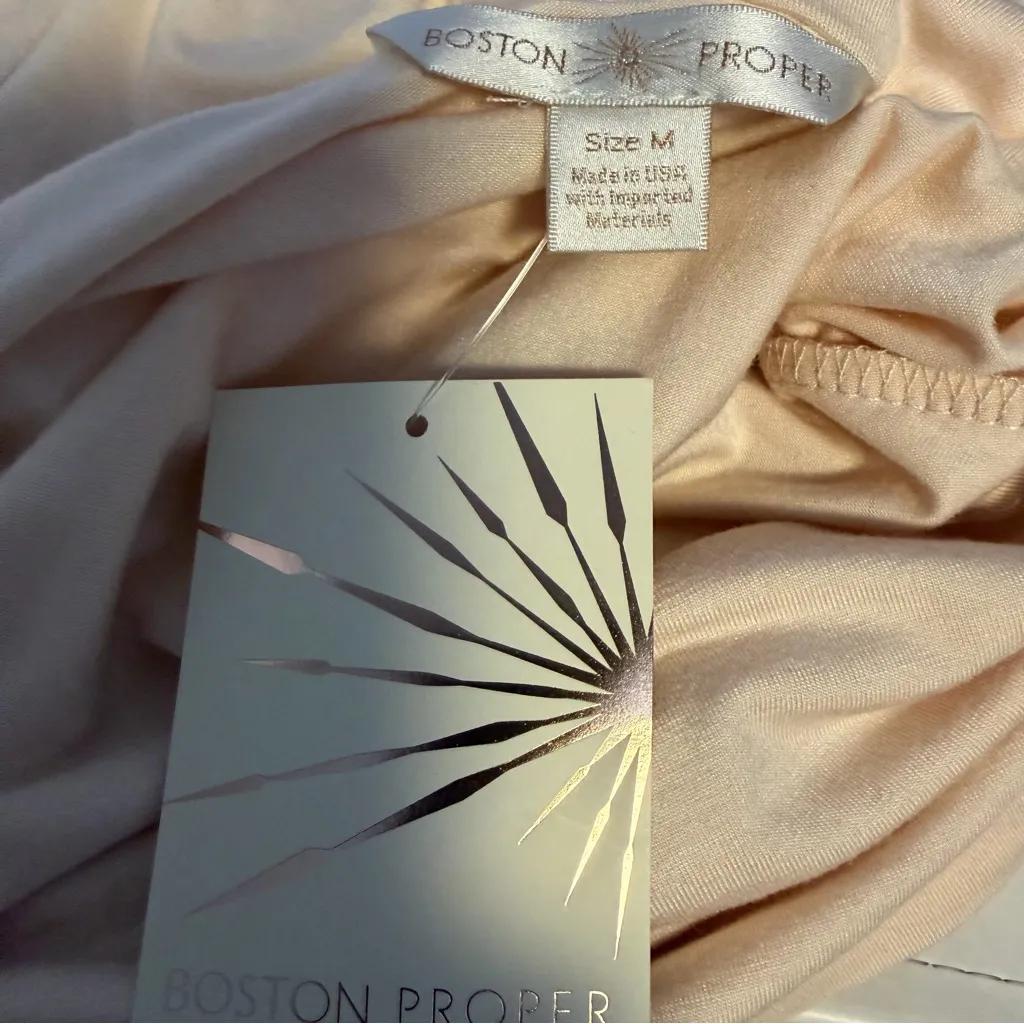 Boston Proper Cowl trapeze top in champagne long sleeve size M Medium NWT modal - Image 5