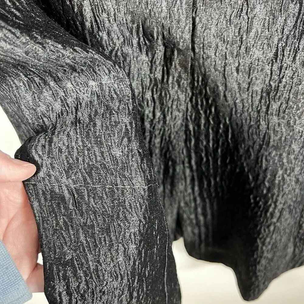Eileen‎ Fisher Black Jacquard Silk Crinkle Jacket Blazer Women’s Size Large - Image 12